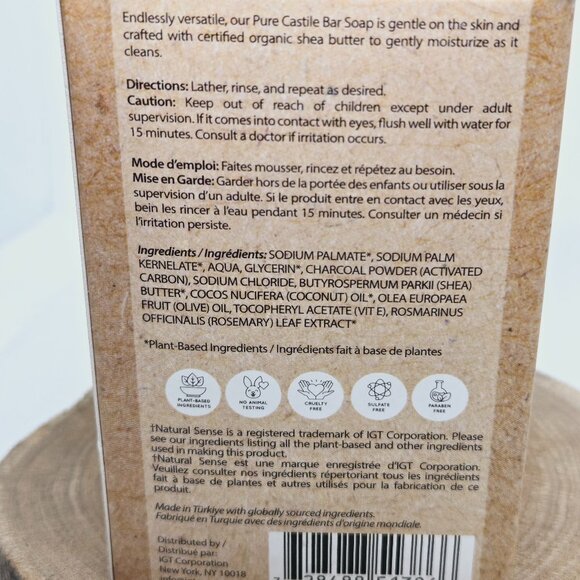 NEW NATURAL SENSE PLANT BASED PURE CASTILE SOAP ACTIVATED CHARCOAL & PEPPERMINT - Picture 6 of 6